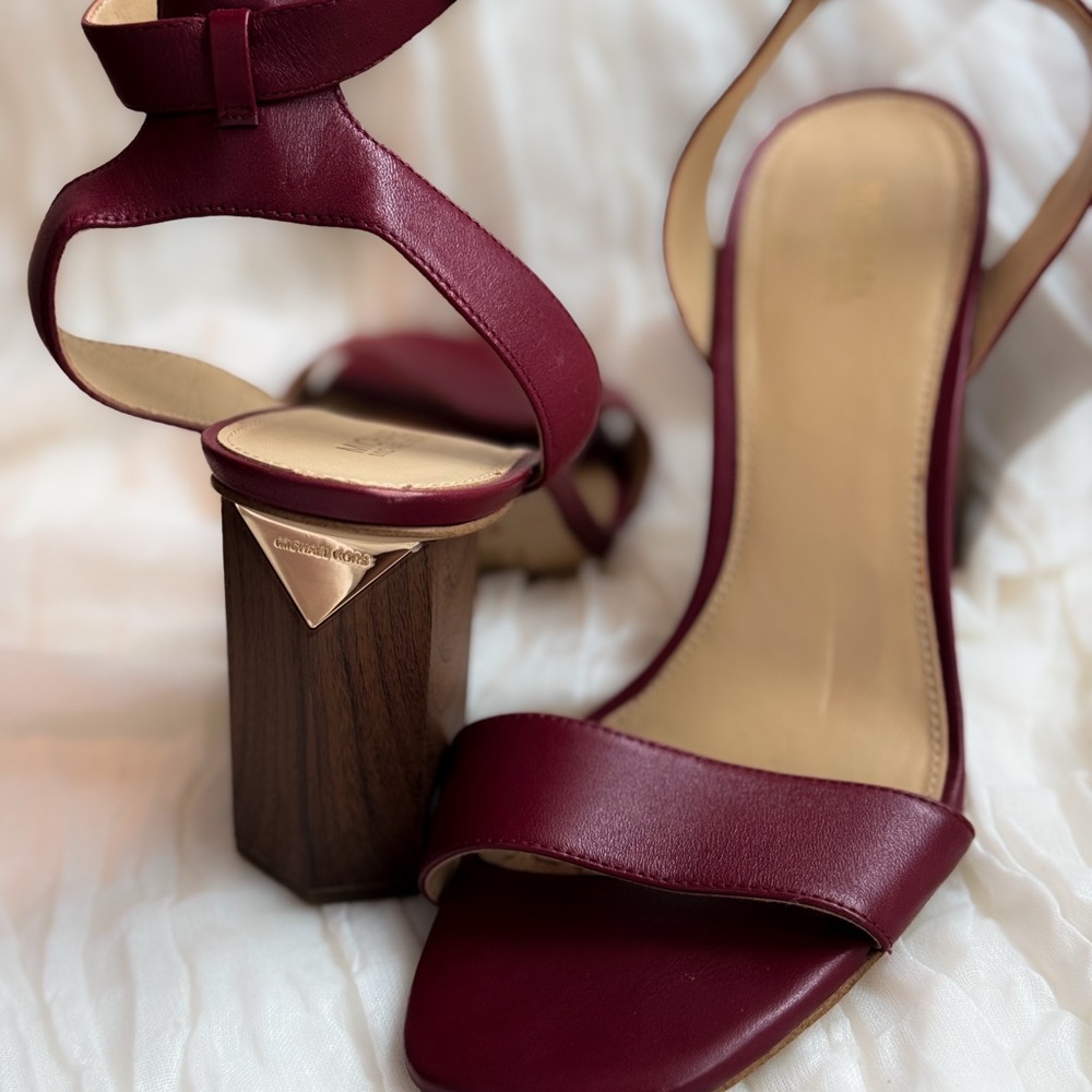 Elegant Burgundy Michael Kors Strappy Heels